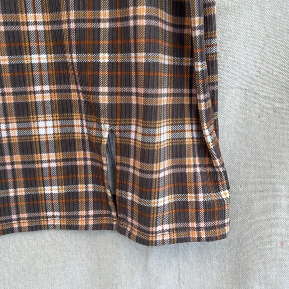 Just Polly Plaid Dress Large Brown Check Knit Pull-on Jumper 90's Y2K Bodycon - Picture 3 of 8